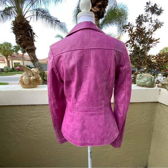 Genuine leather Danier Women's Pink Blazer - Picture 4 of 12